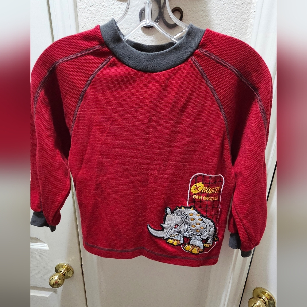 Red XRobots Rhino Ruler Longsleeve Kids Crewneck Shirt Size 6 Preloved